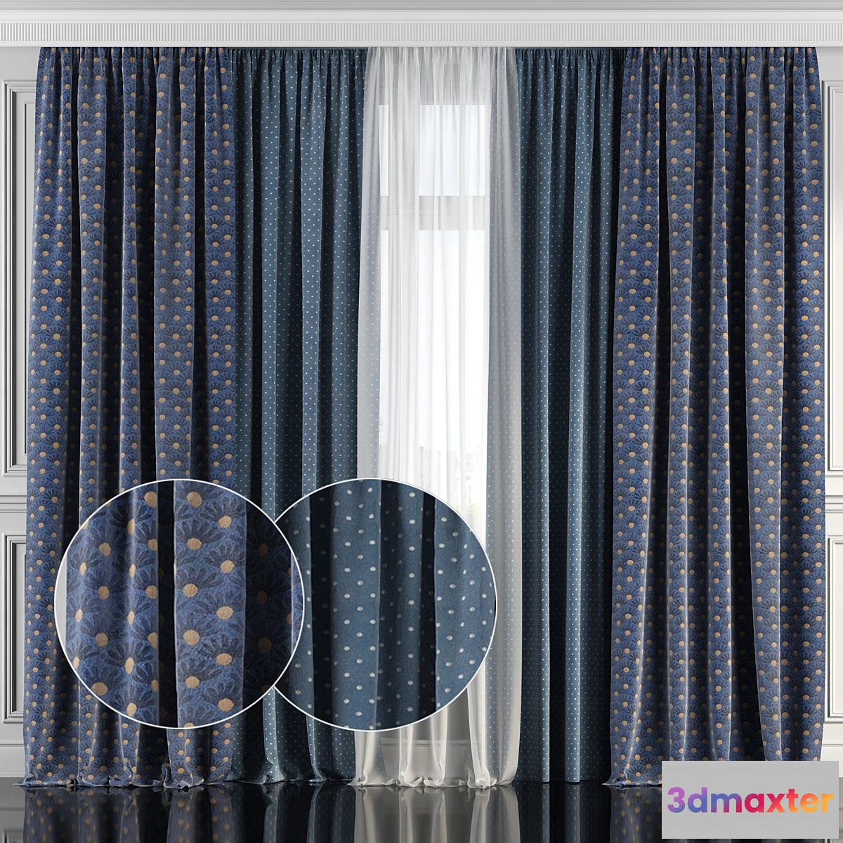 1433126 - Curtains with window 144 3D Max