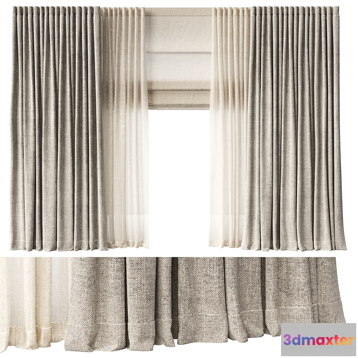 1433256 - Curtains with Roman blinds 3D Max