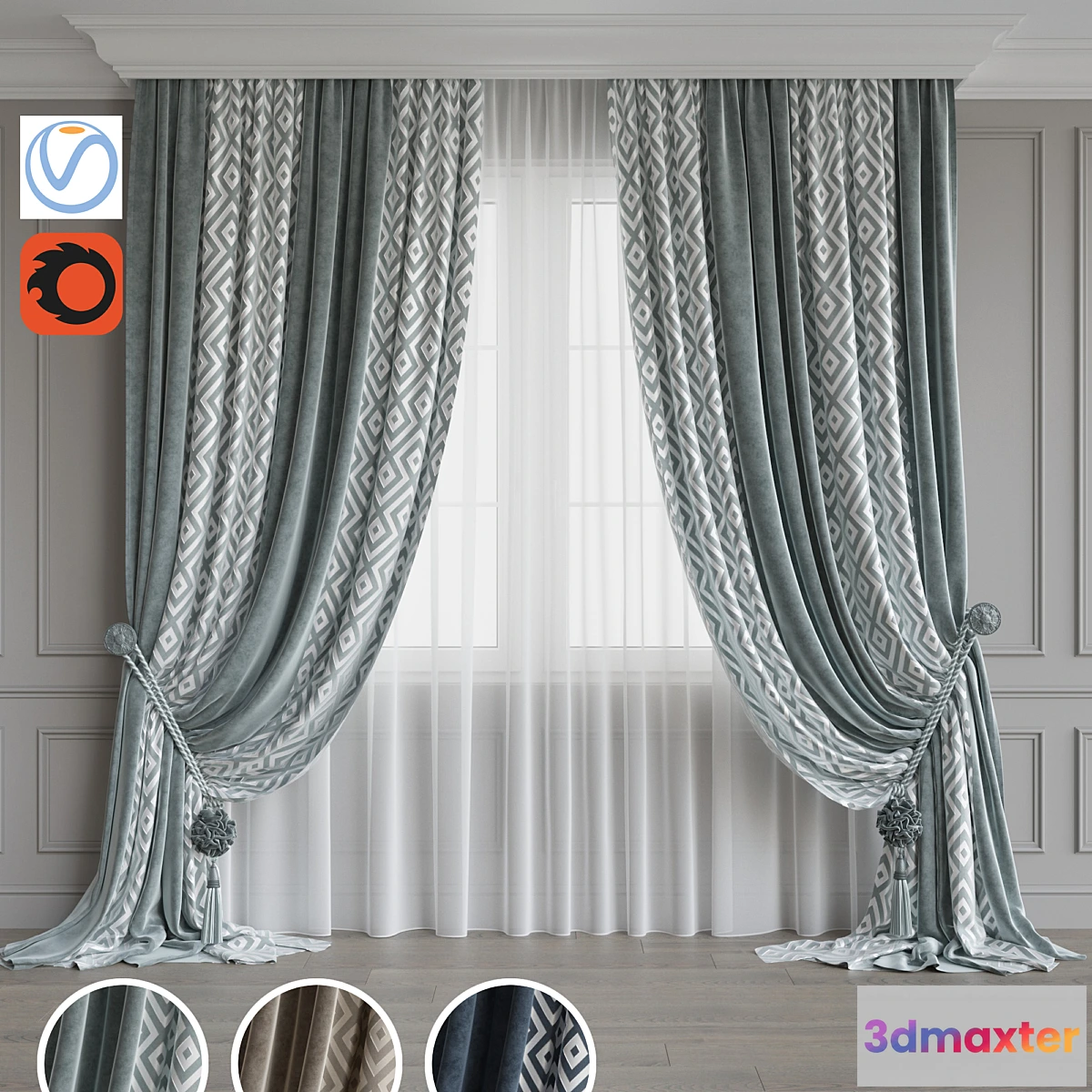 1434246 - Set of curtains 70 3D Max