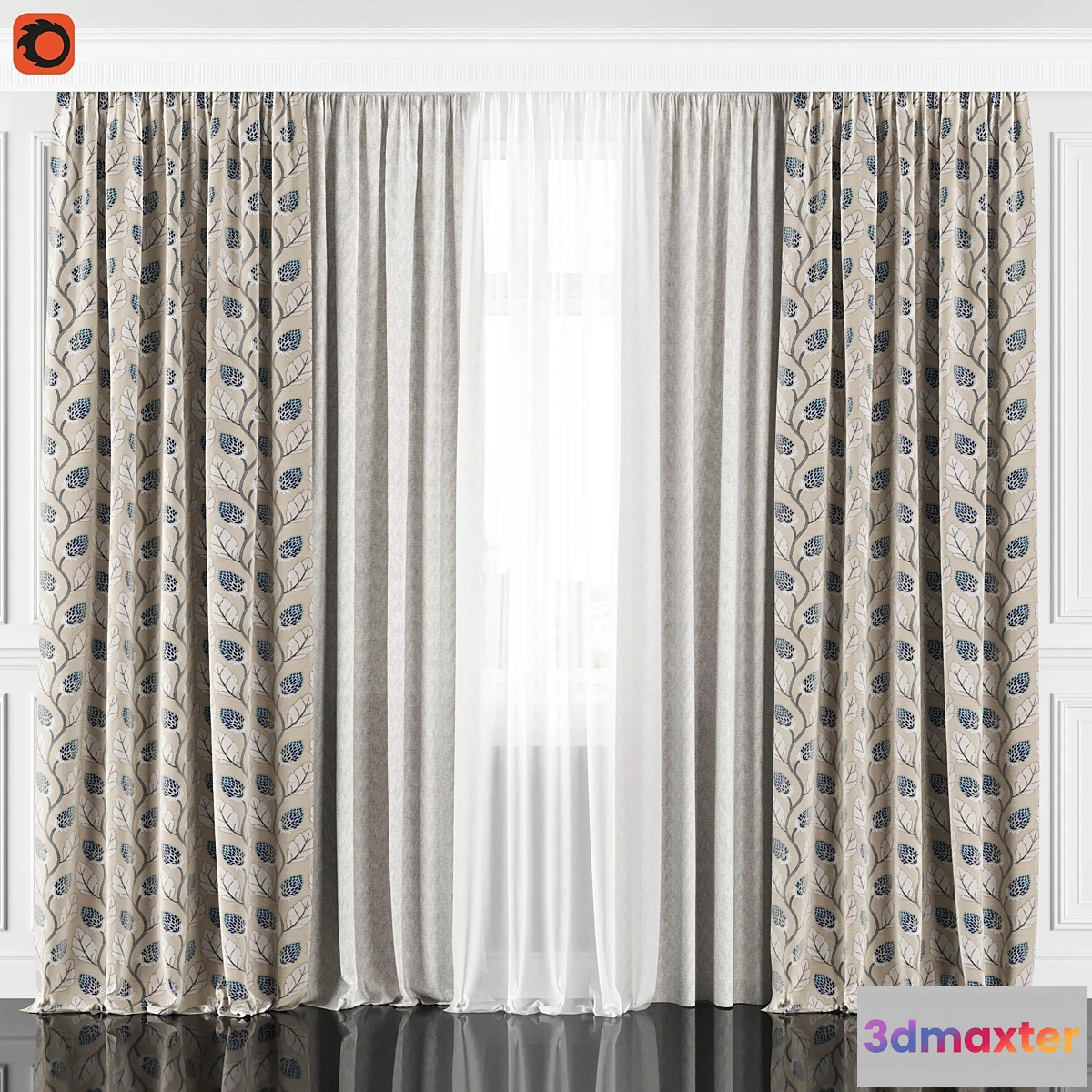 1436776 - Curtains with window 182C 3D Max
