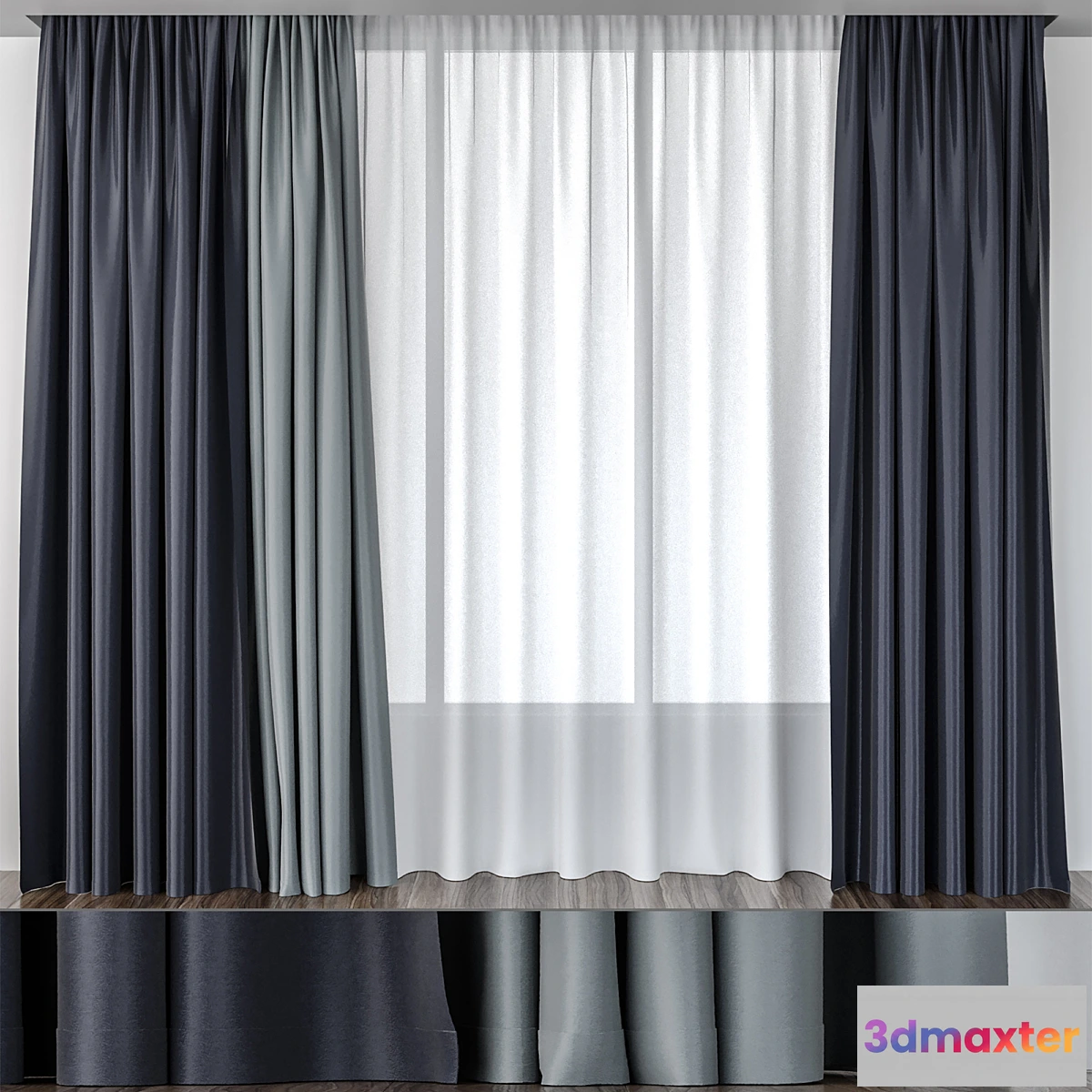 1436924 - Curtains the evening sky BlackOut 3D Max