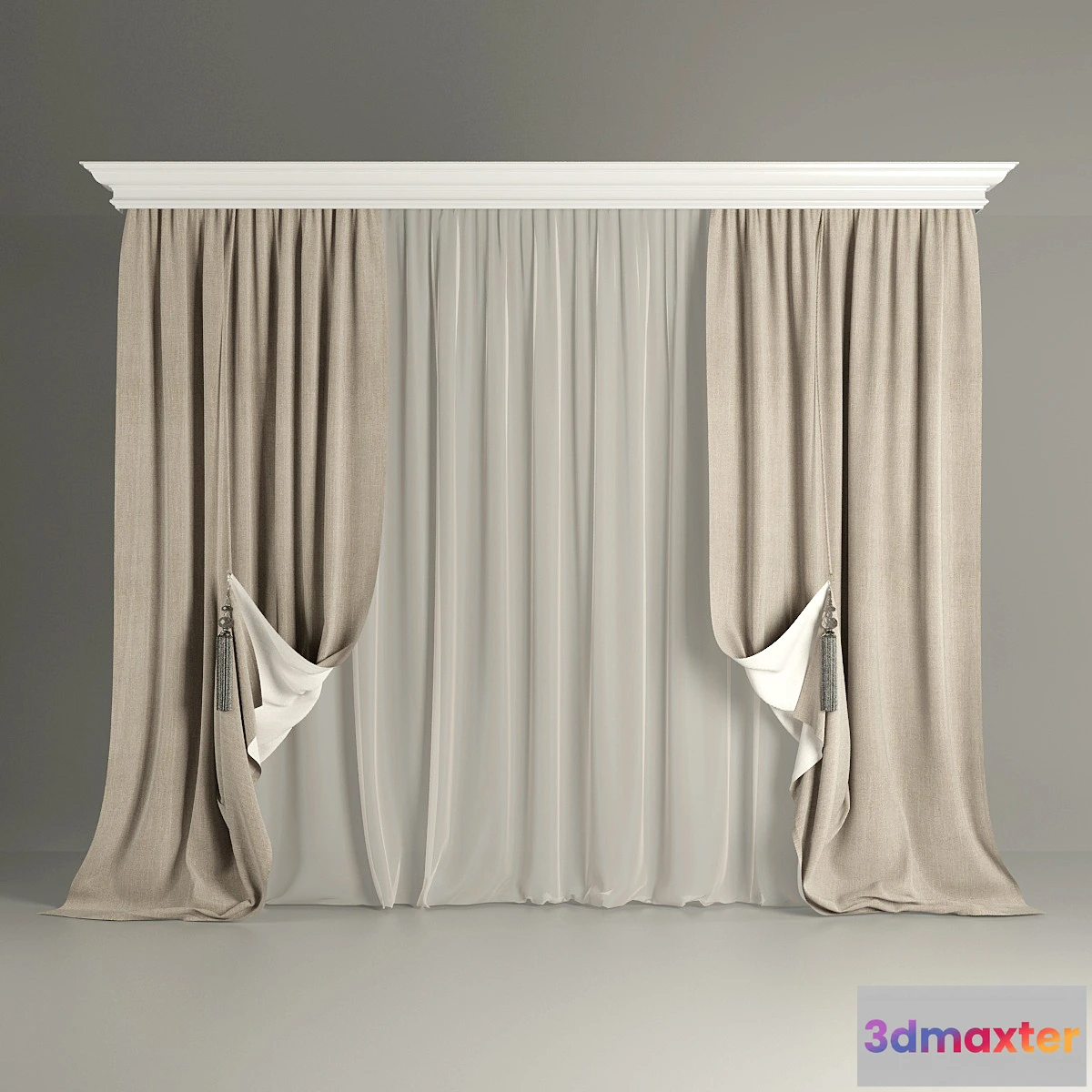 1440728 - Bilateral with tulle curtains 3D Max