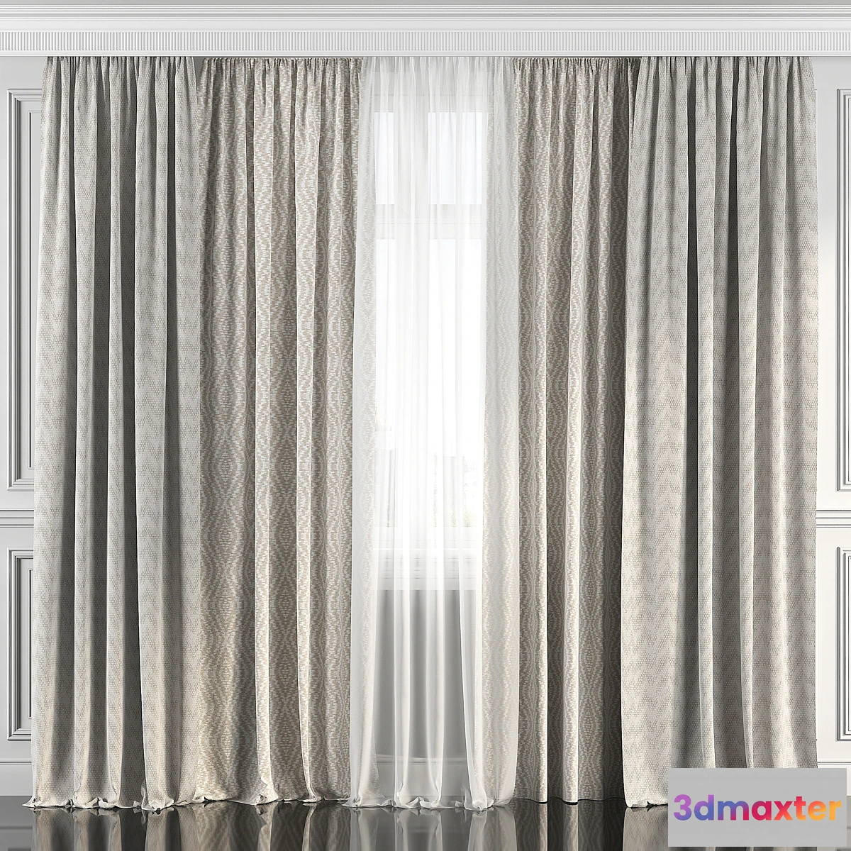 1442338 - Curtains with window 186 3D Max