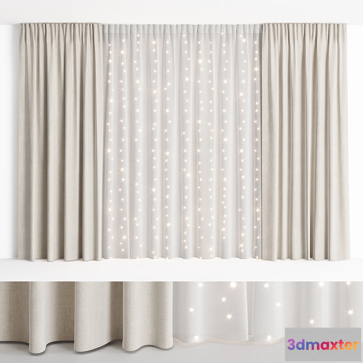 1443512 - Curtains with garland NG1 3D Max