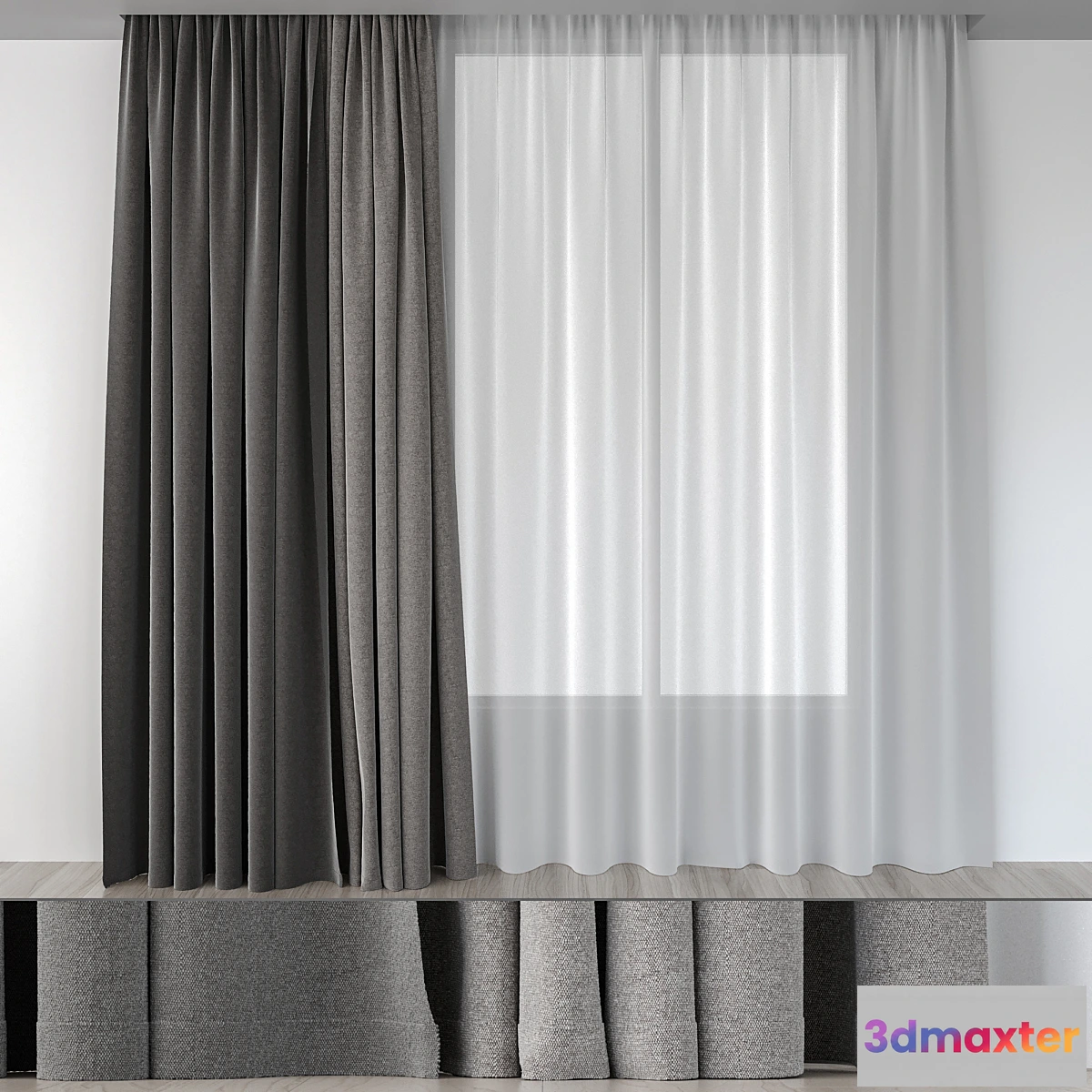 1444608 - Curtains are gray 3D Max
