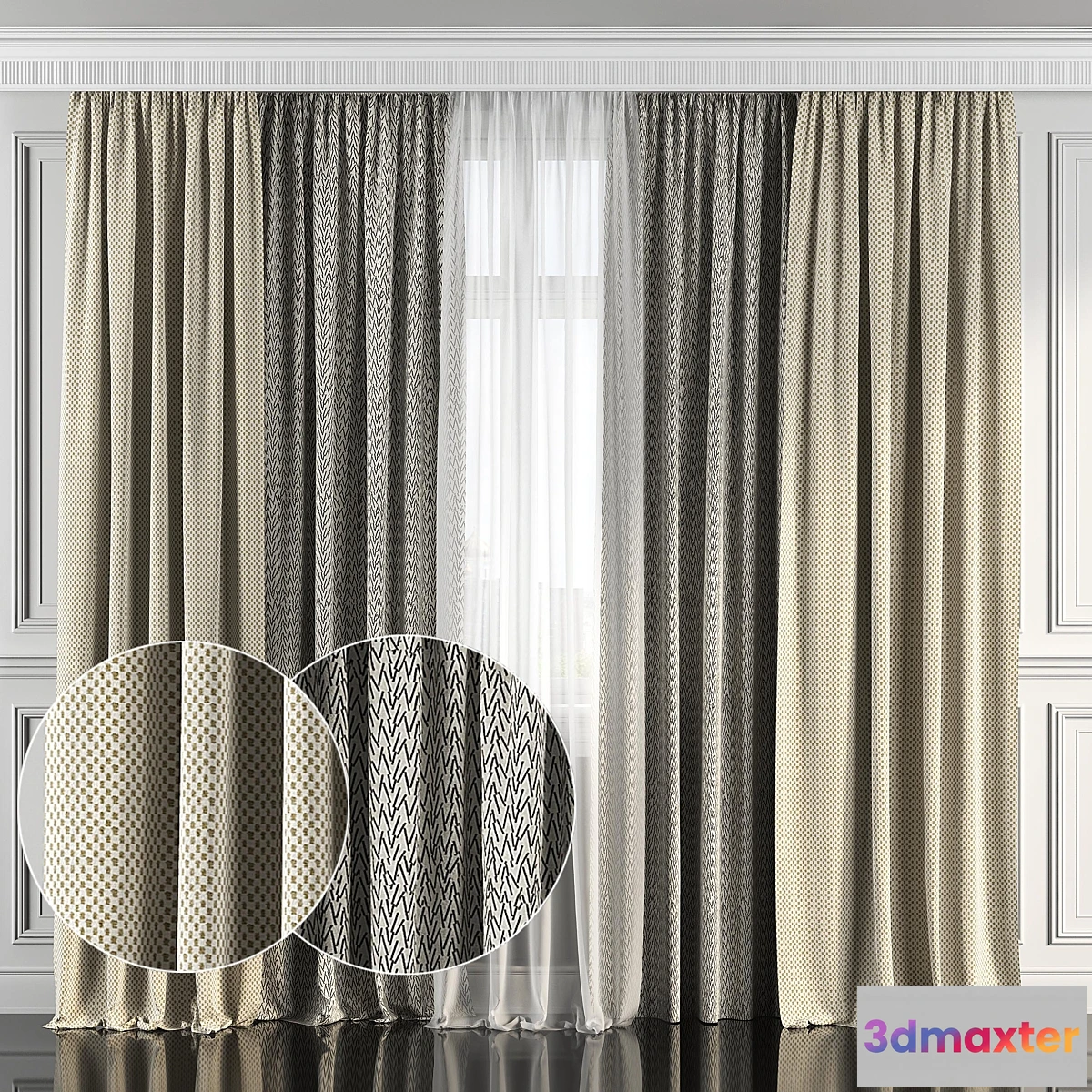 1446850 - Curtains with window 113 3D Max