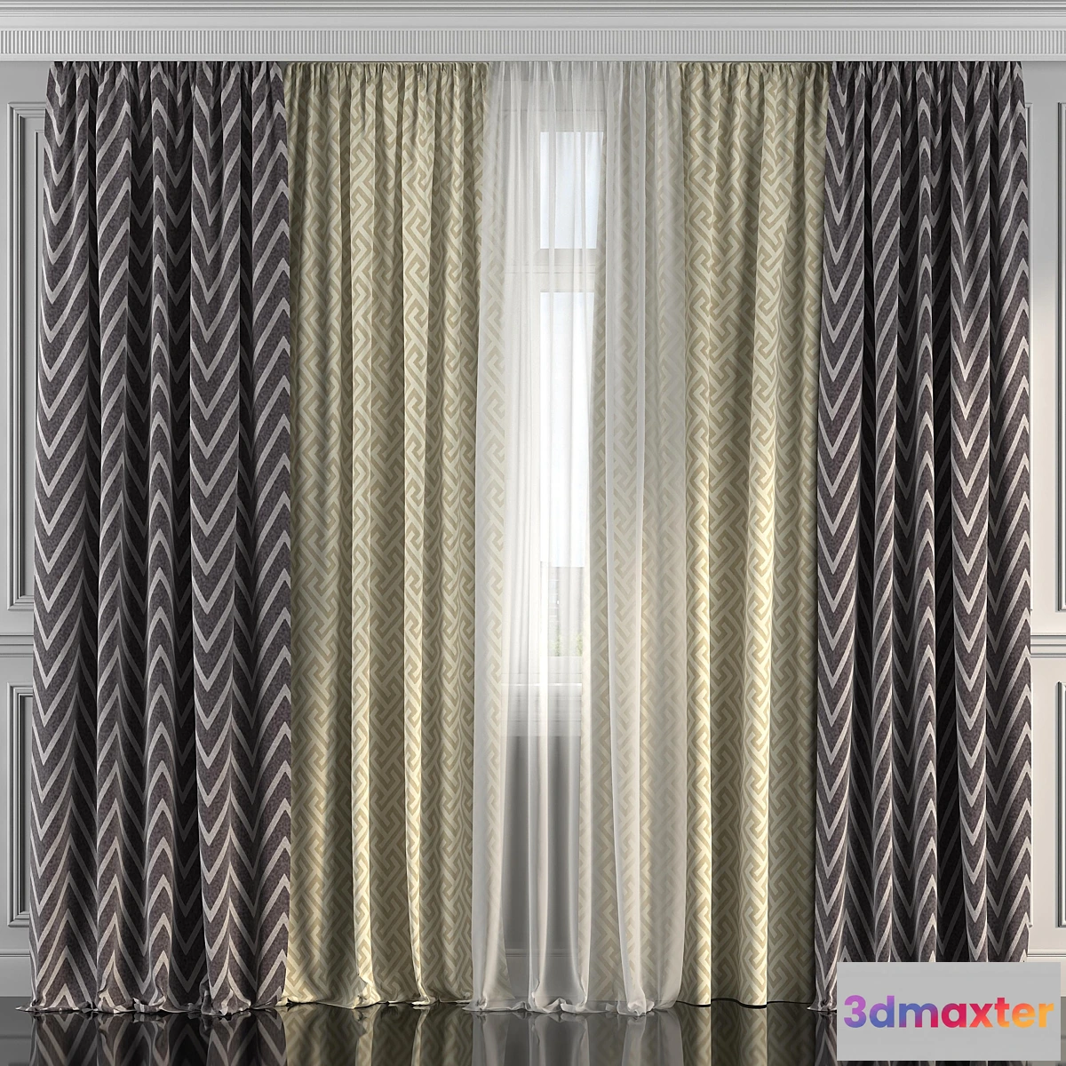 1450750 - Curtains with window 195 3D Max
