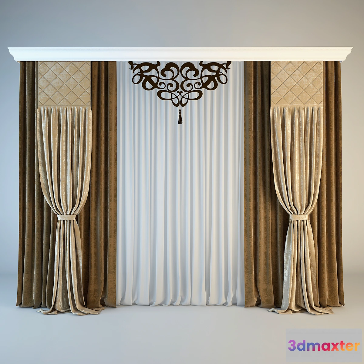 1452038 - Classical curtain with openwork 3D Max
