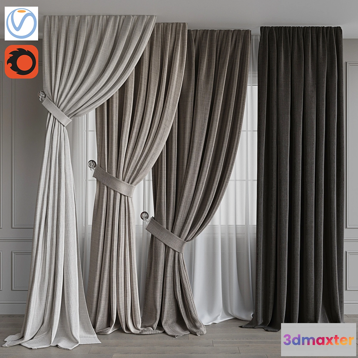1457644 - Set of curtains 77 3D Max