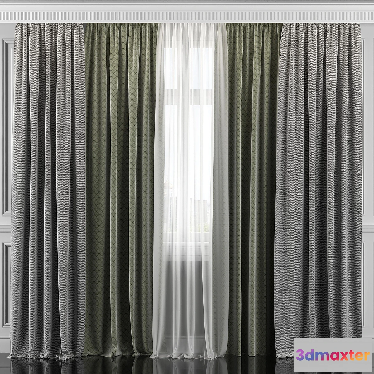 1460984 - Curtains with window 305 3D Max