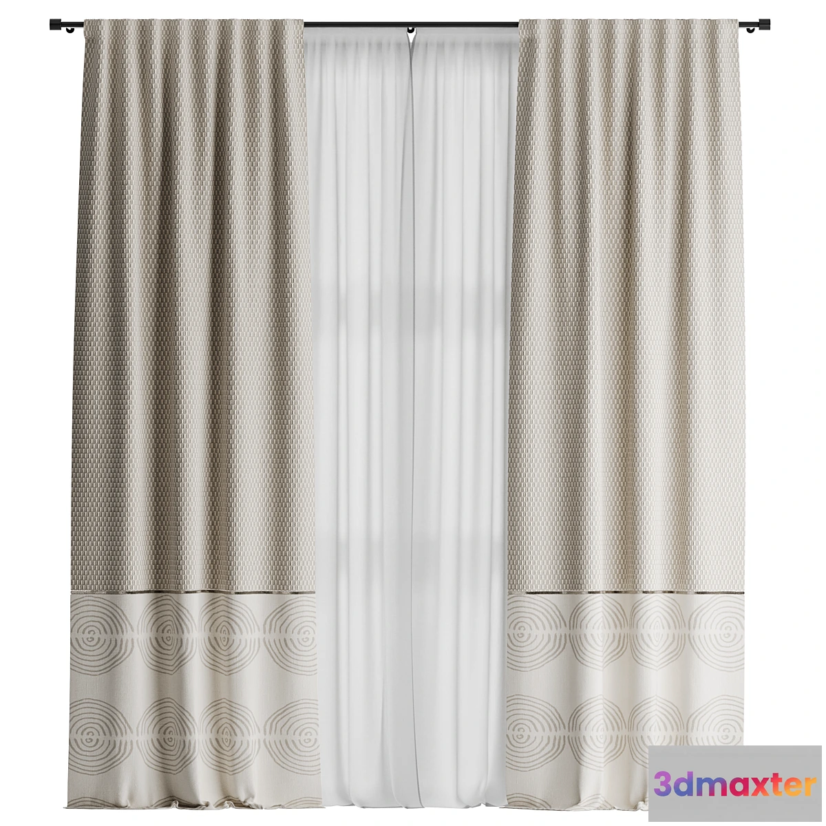 1463680 - Curtains with fabric loops 3D Max