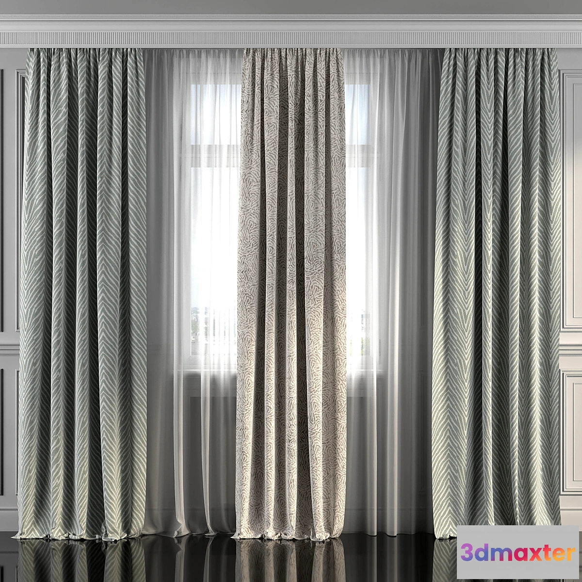 1464192 - Curtains with window 275 3D Max