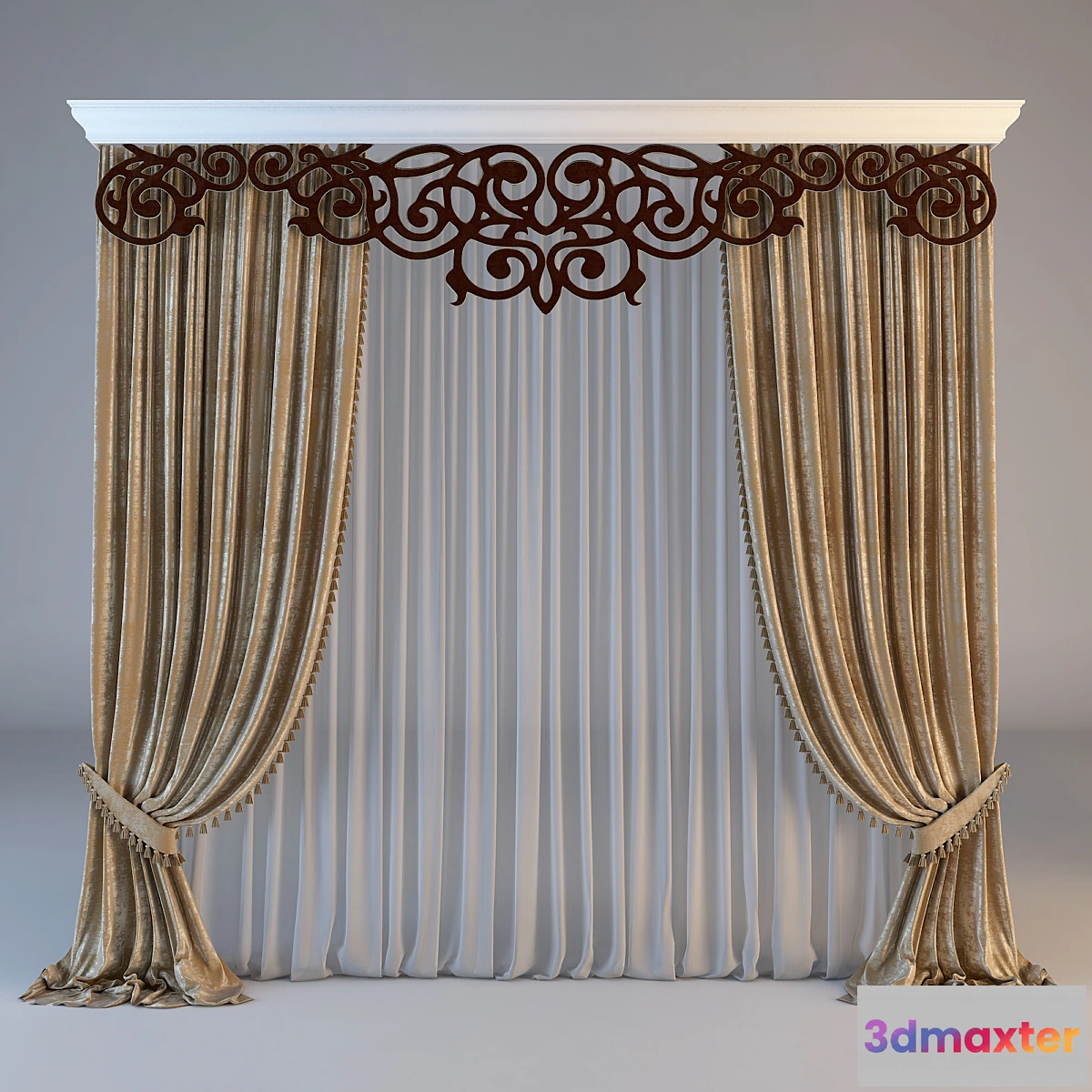 1465902 - Classical curtain with an openwork lambrikenom 3D Max