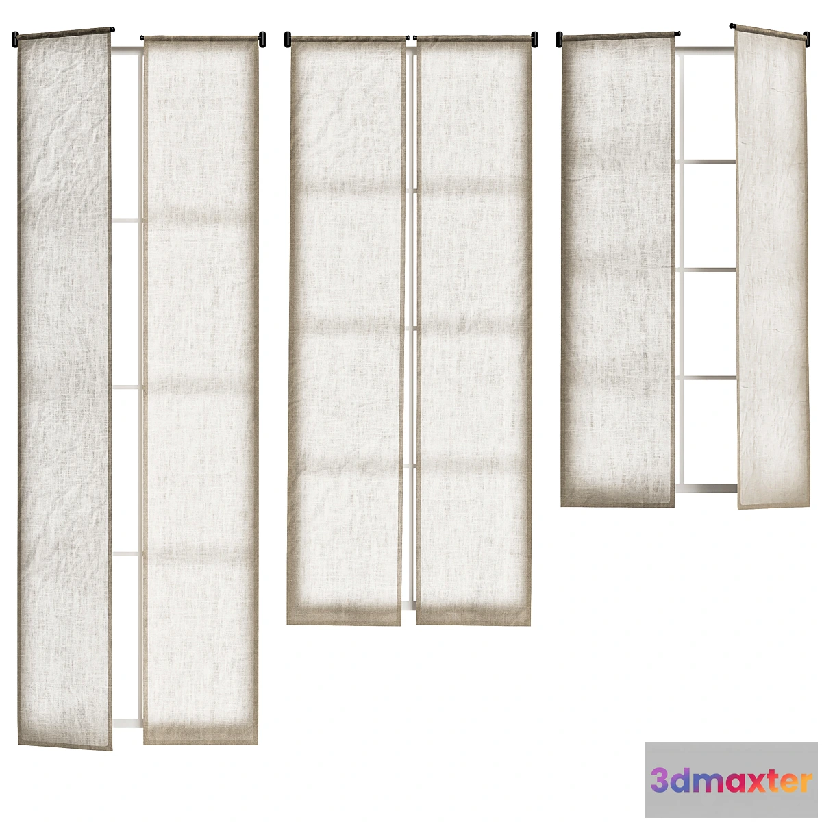 1467196 - Linen curtains on cornice with swing arm 3D Max