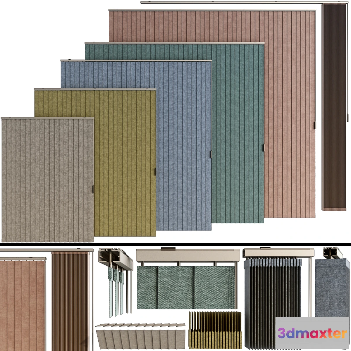 1469754 - Vertical roller blinds set 3D Max