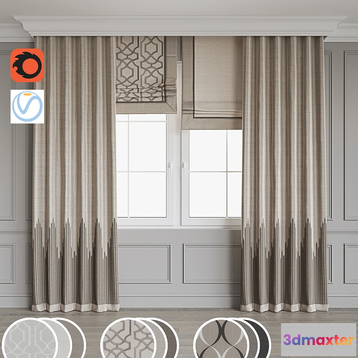 1470004 - Set of curtains 93 3D Max