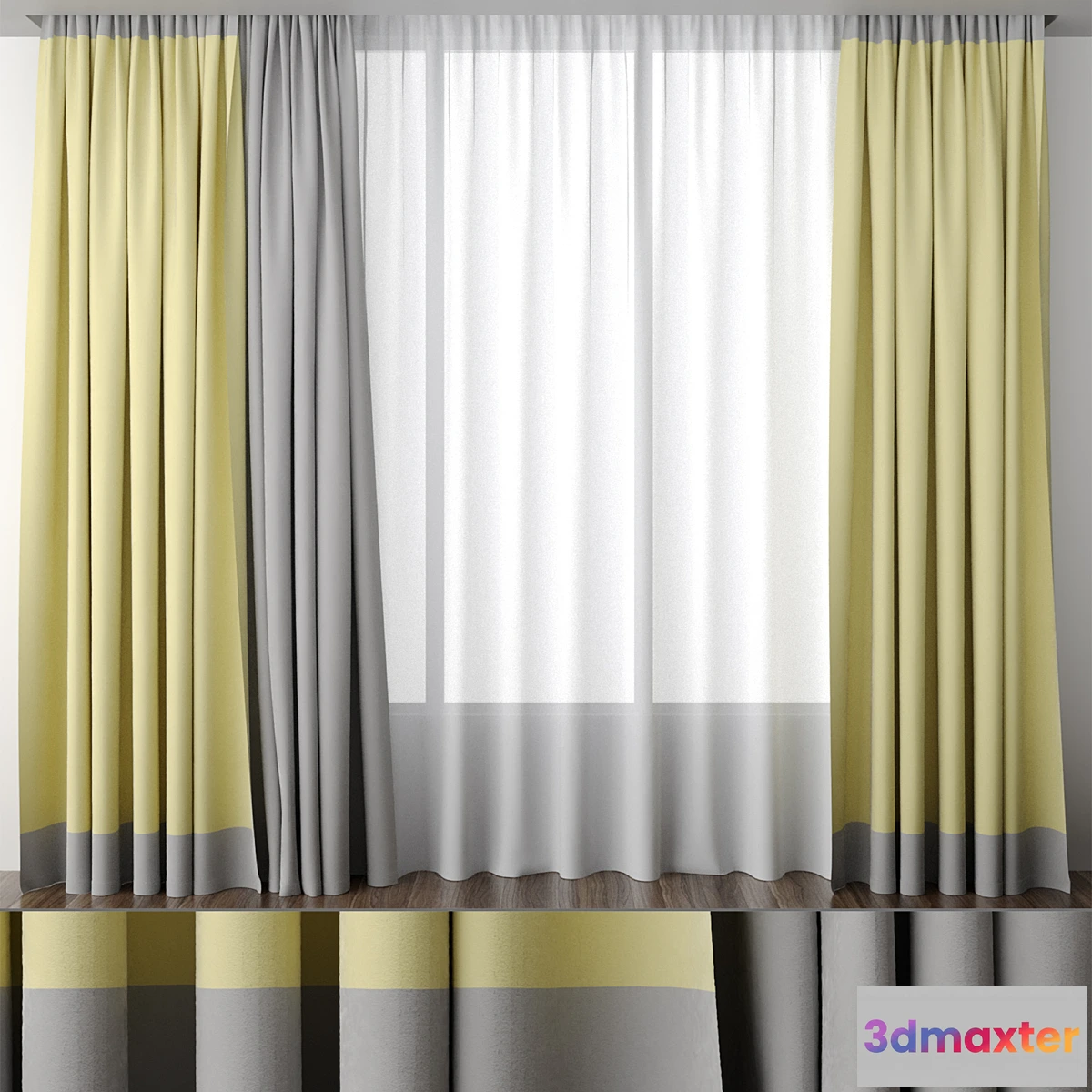 1476740 - Yellow curtain with edging 3D Max
