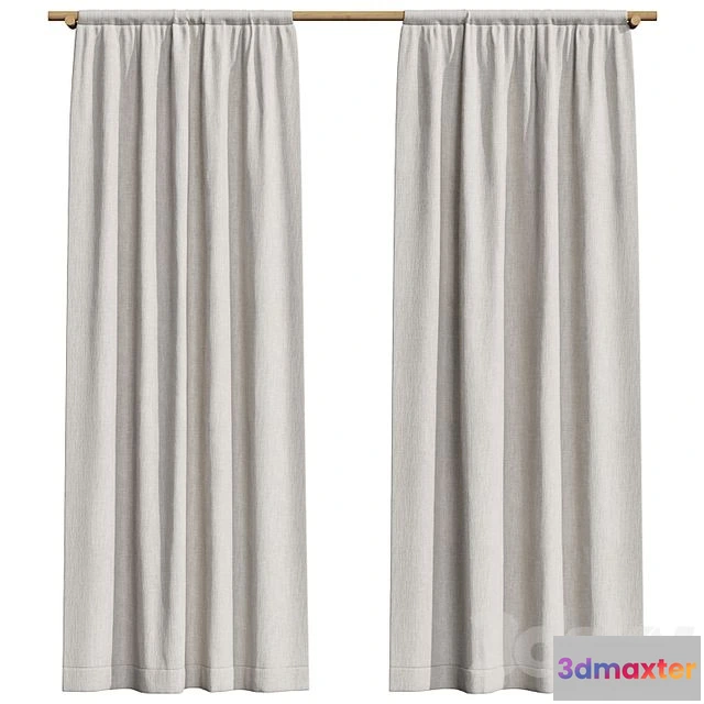 1544087 - Linen curtains on a wooden cornice 3D Max