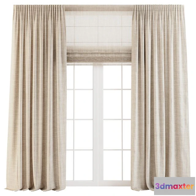 1549305 - Linen Curtains with Roman Shades 3D Max