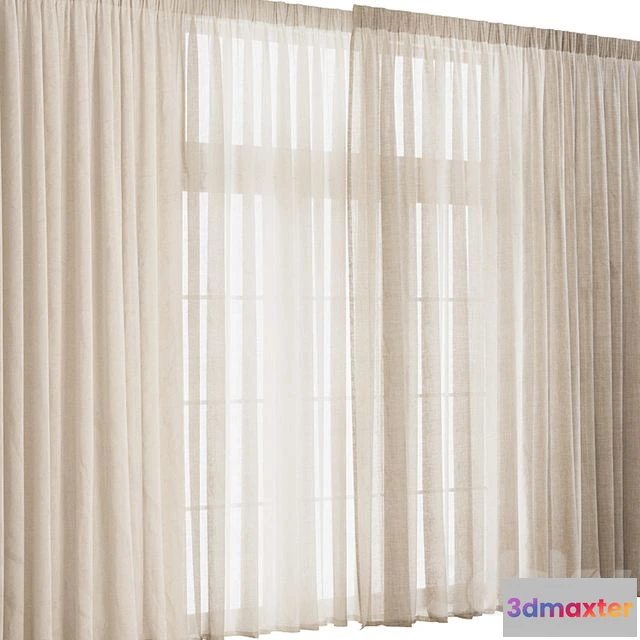 1550291 - Wide Linen Tulle Curtain 3D Max