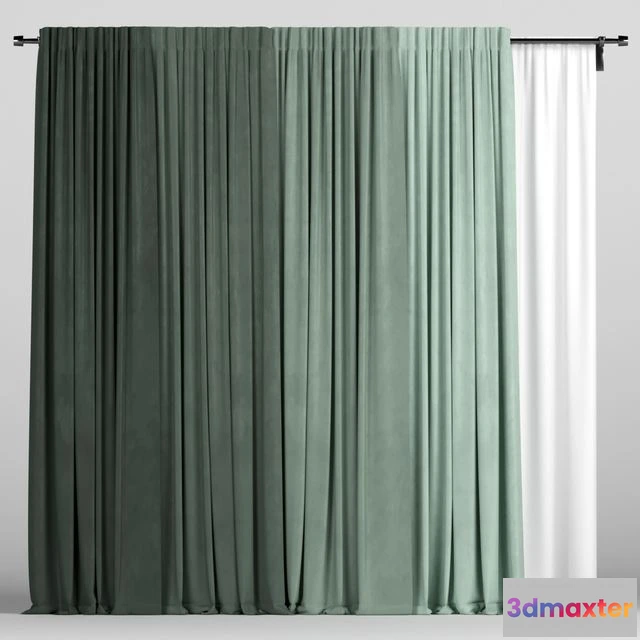 1551487 - Green curtains with tulle 3D Max