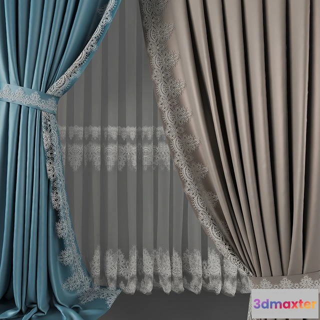 1560516 - Curtein_03 with lace tulle 3D Max