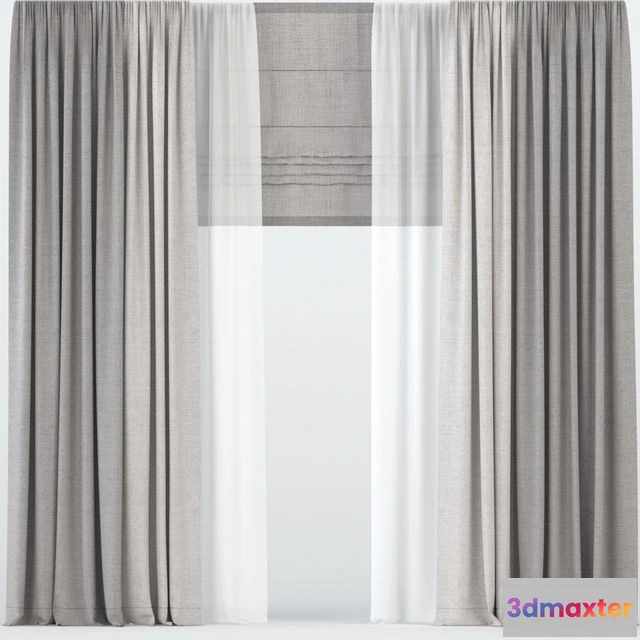 1568820 - Curtains with tulle 3D Max