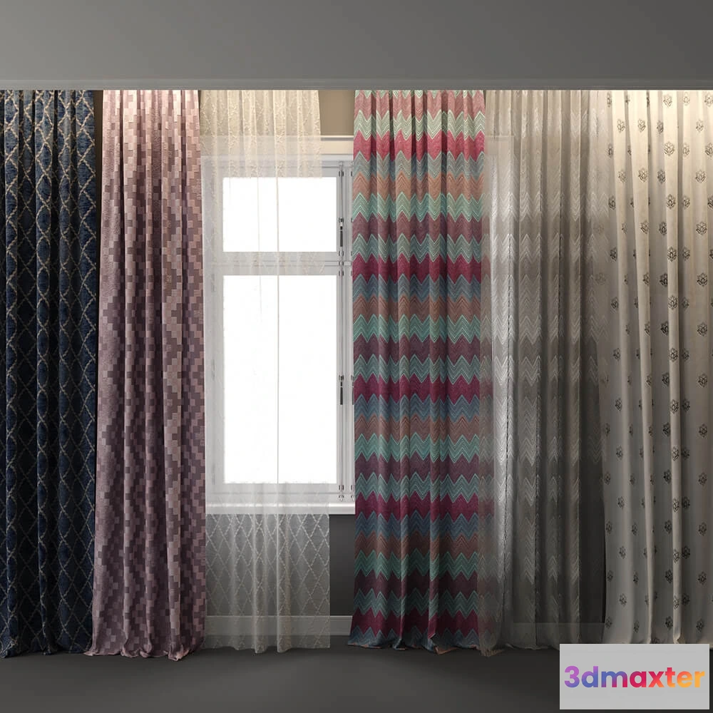 1595370 - decoration - Curtains For interiors with a window  2 3D Max