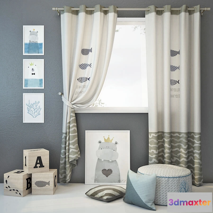 1595702 - decoration - Curtain and decor 5 3D Max