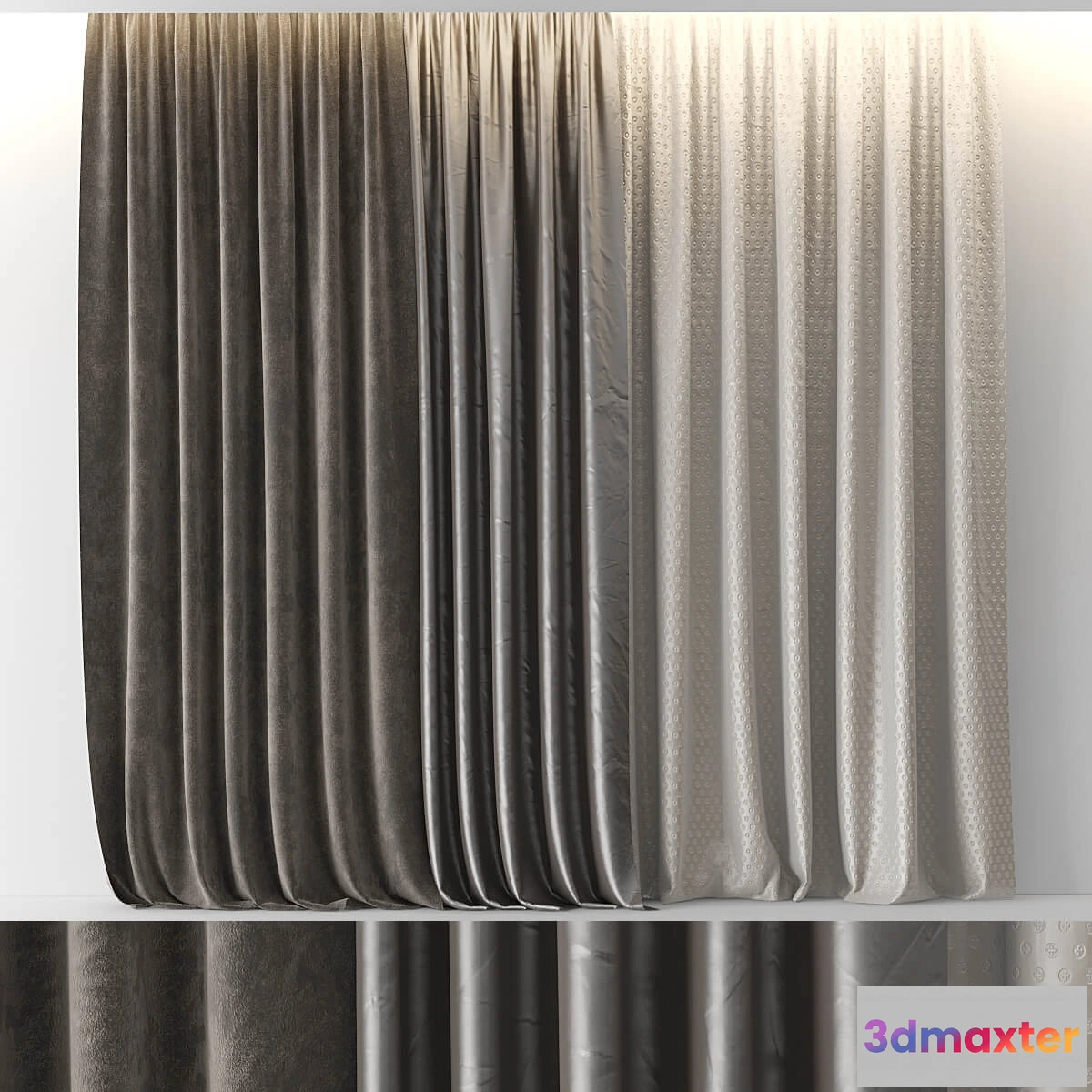 1595752 - decoration - Brown Velour curtains 3D Max