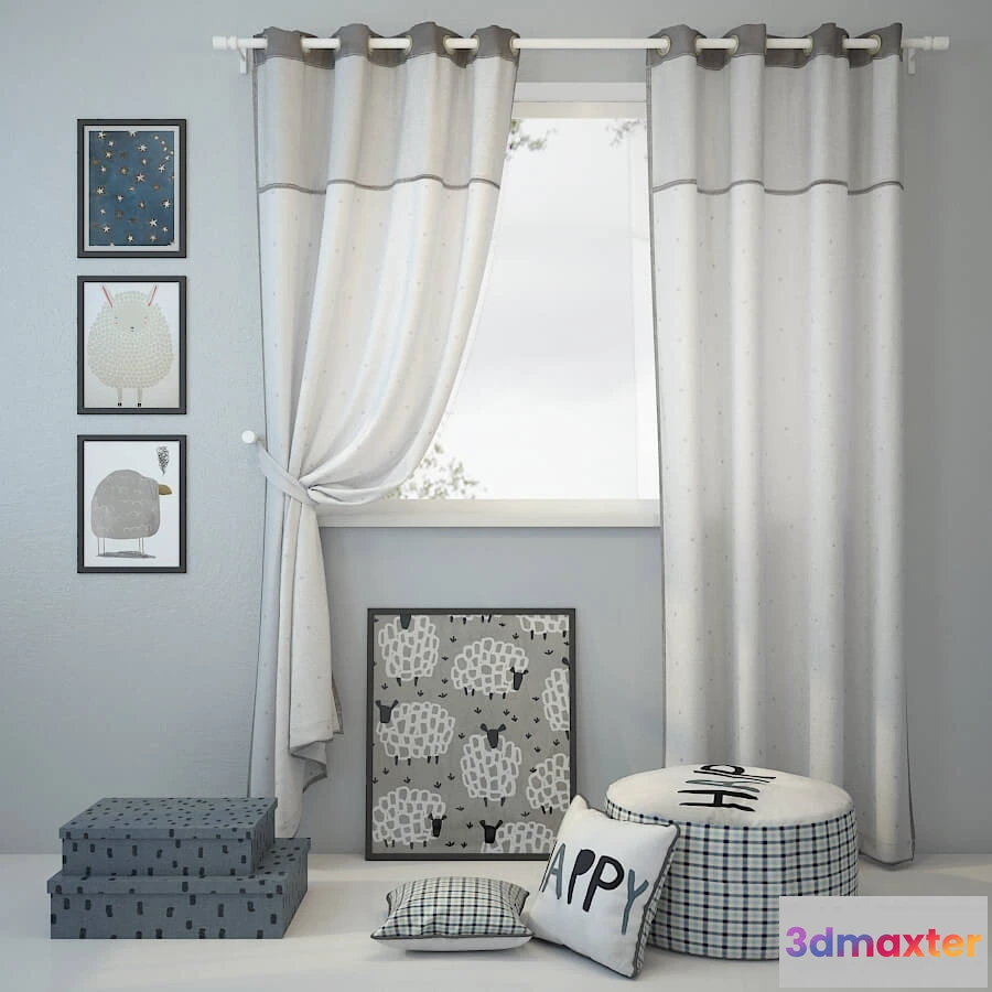 1595840 - decoration - Curtain and decor 11 3D Max