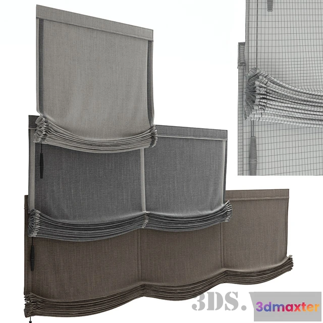 1595968 - decoration - Modern Roman shades in different sizes 3D Max
