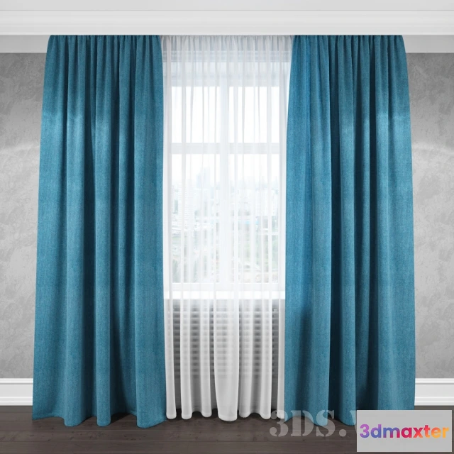 1596016 - decoration - Modern Blue Curtains 3D Max