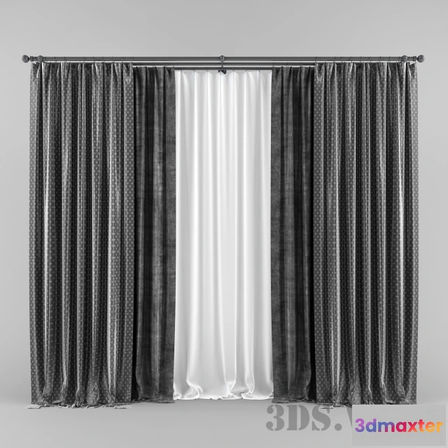 1596074 - decoration - Beautiful three-layer curtains 3D Max