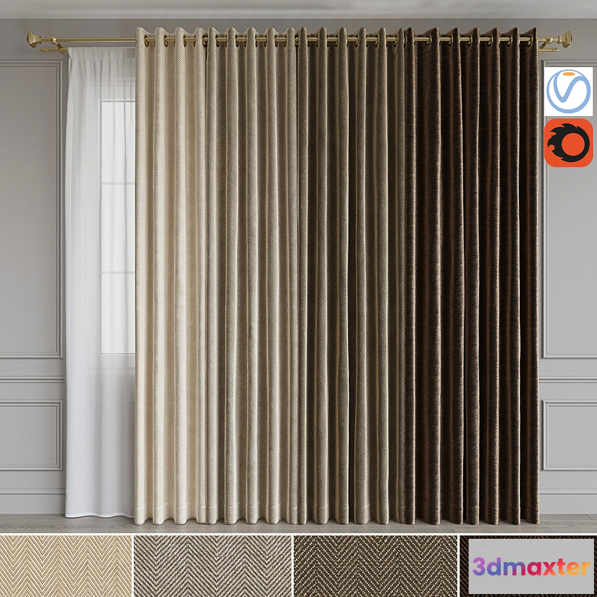 546679 - A set of curtains on the rings 15. Beige range