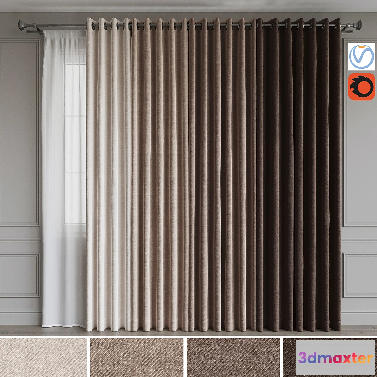 546685 - A set of curtains on the rings 18. Beige range