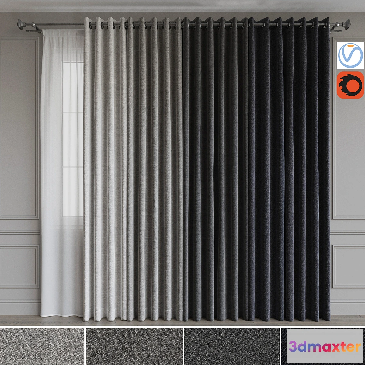 546837 - A set of curtains on the rings 19. Gray gamma