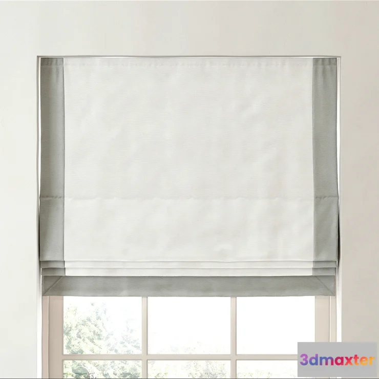 581296 - RH _ BORDERED COTTON CANVAS CORDLESS ROMAN SHADE