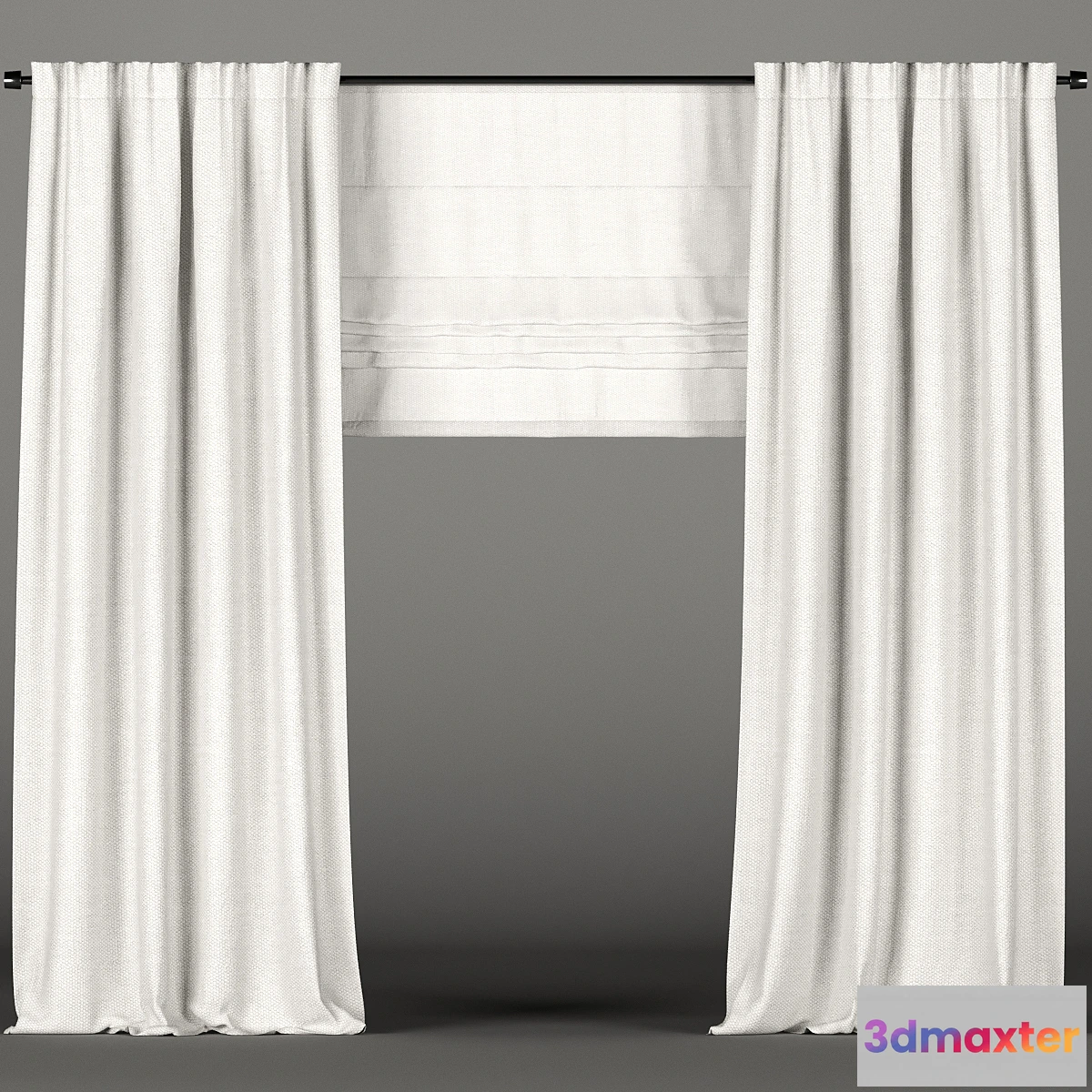 658699 - White curtains + Roman blinds.
