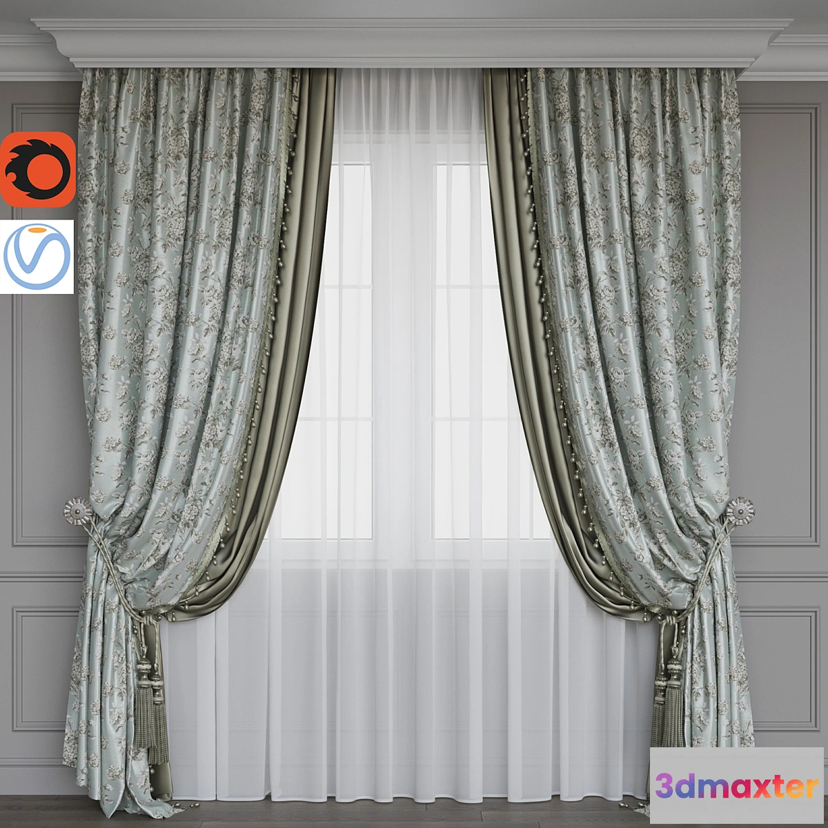 659197 - Portiere 2.8 flower 2 green