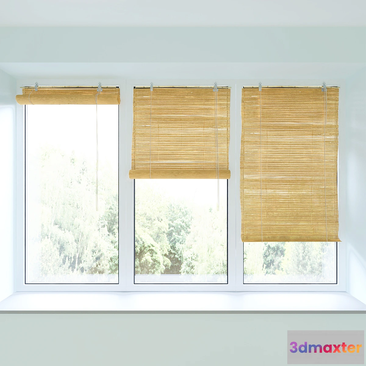 702660 - Bamboo roll blind and plastic window