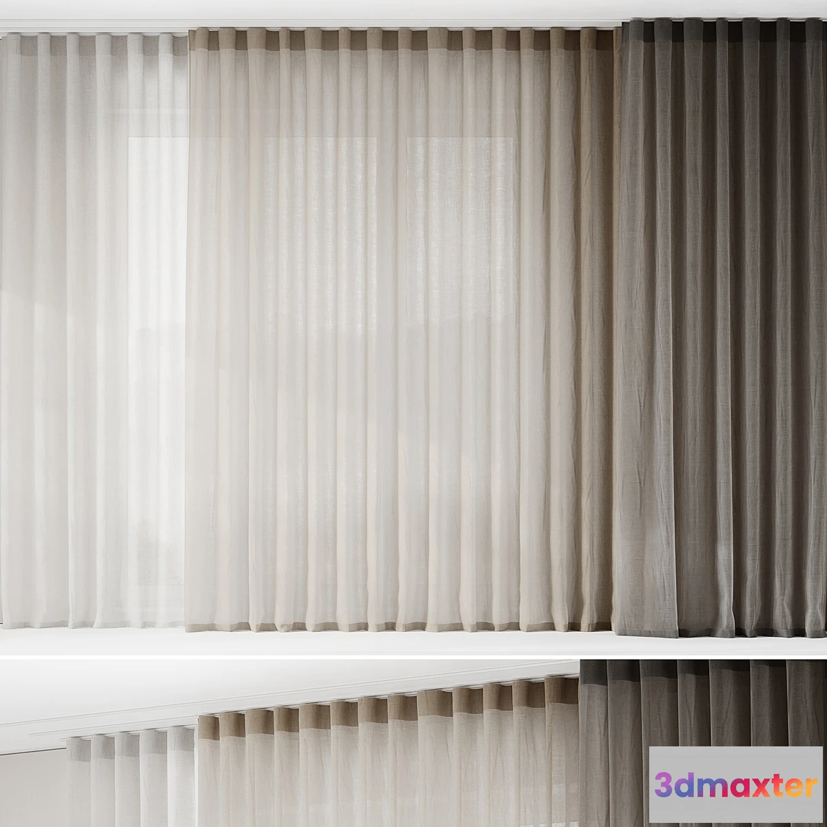 702694 - Fine linen curtains on the ceiling cornice