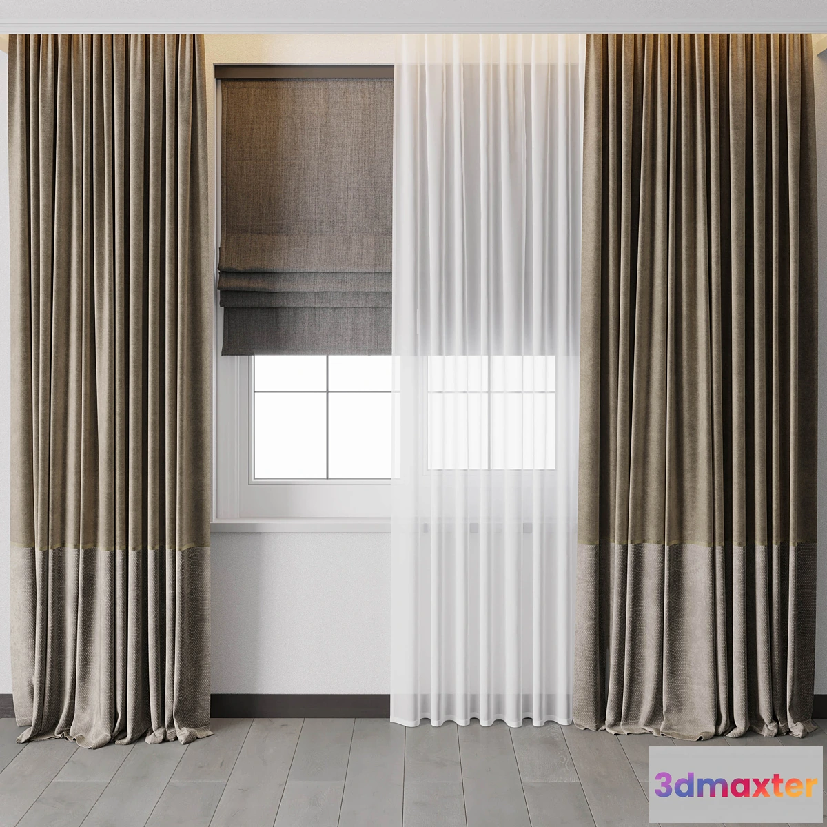 702748 - Hadi Curtain With Roman Blinds 56