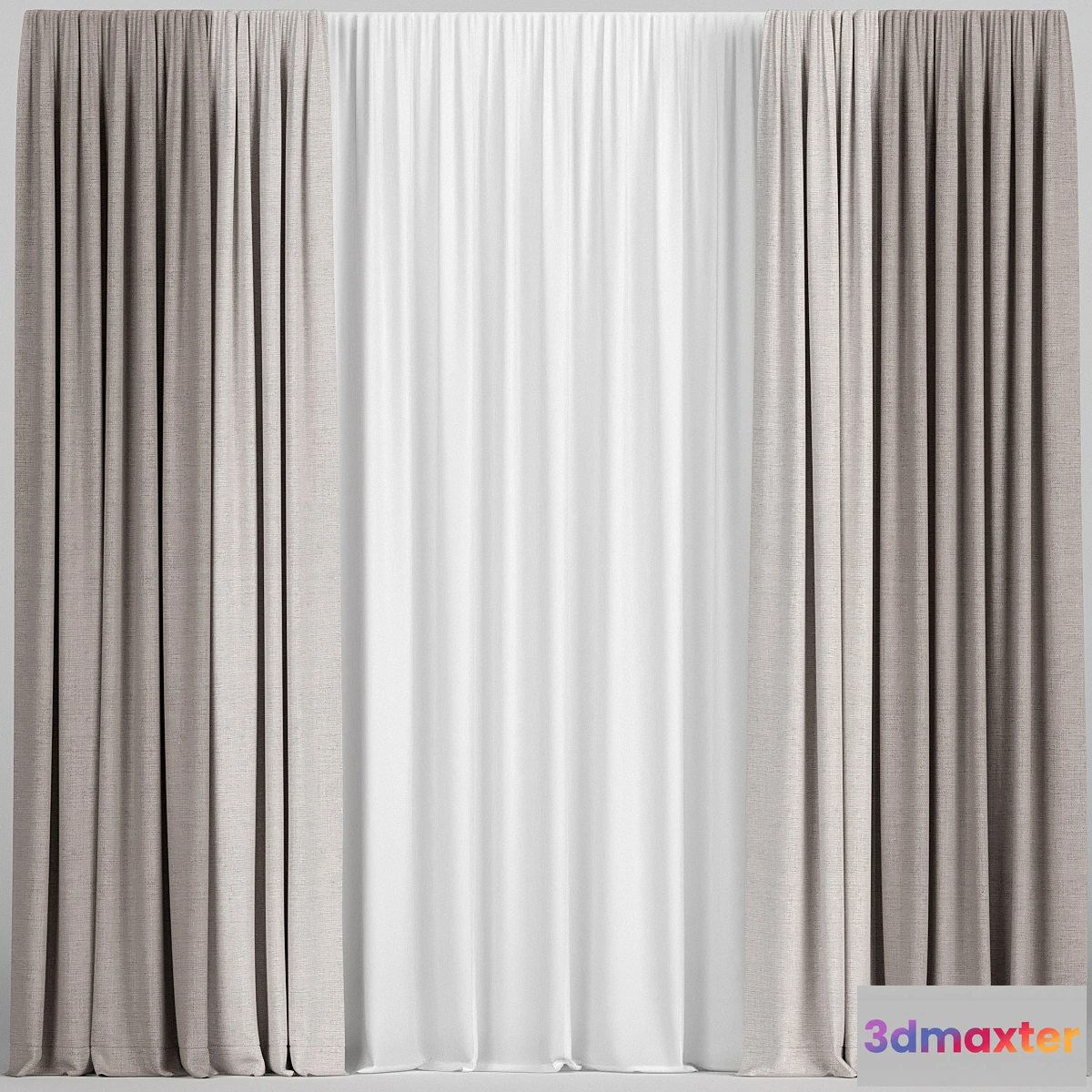 718332 - Light brown curtains with tulle. - No.2