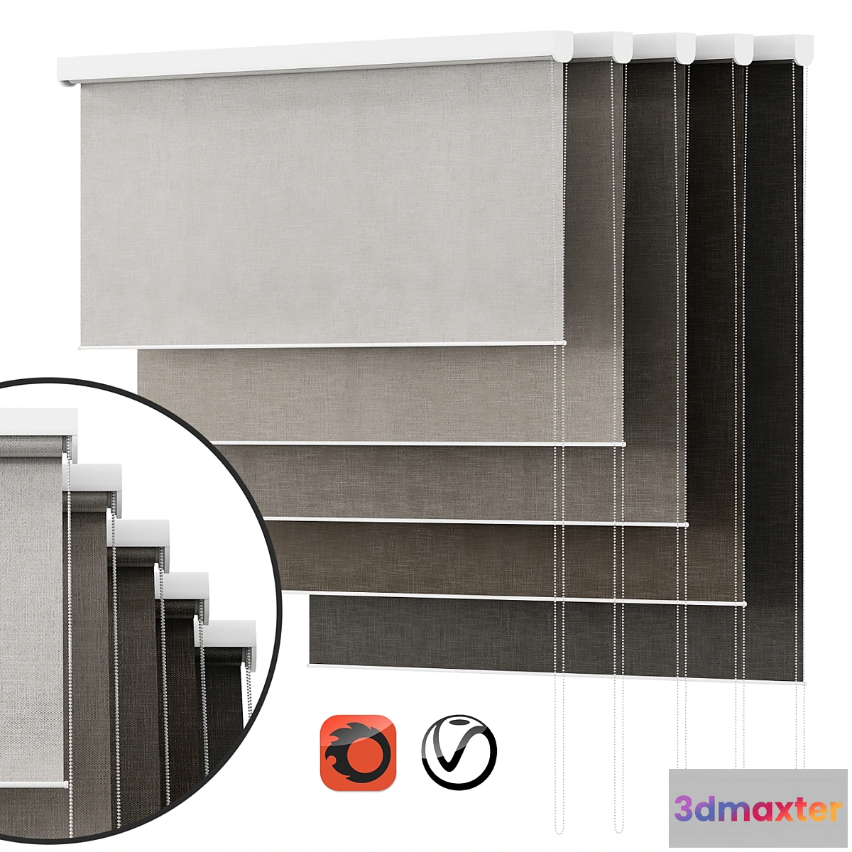 768309 - Roller blinds set 01 vray  corona - No.2