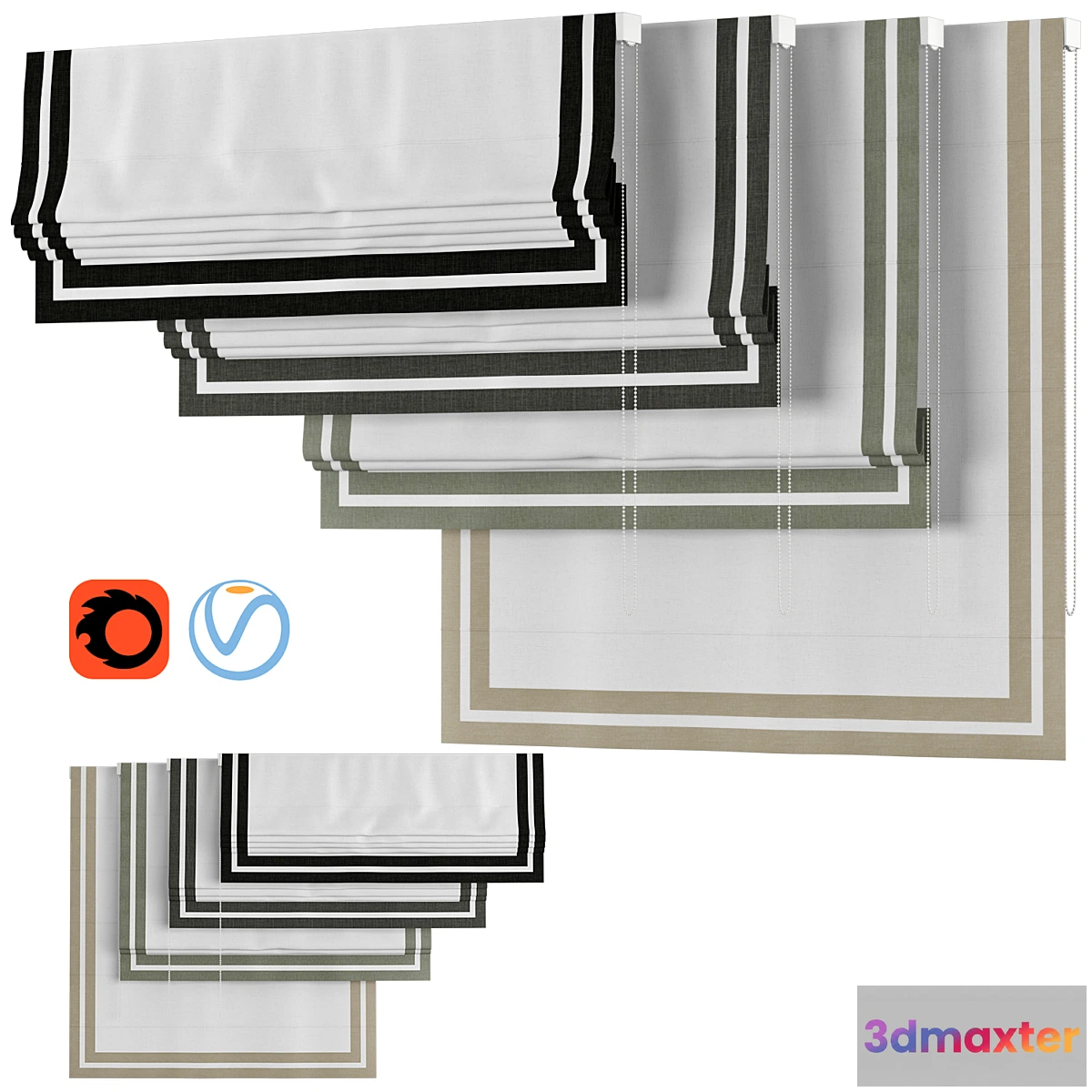 768337 - Roman Curtains 155  BY HARRINGTON  Rows of Ribbon - No.2