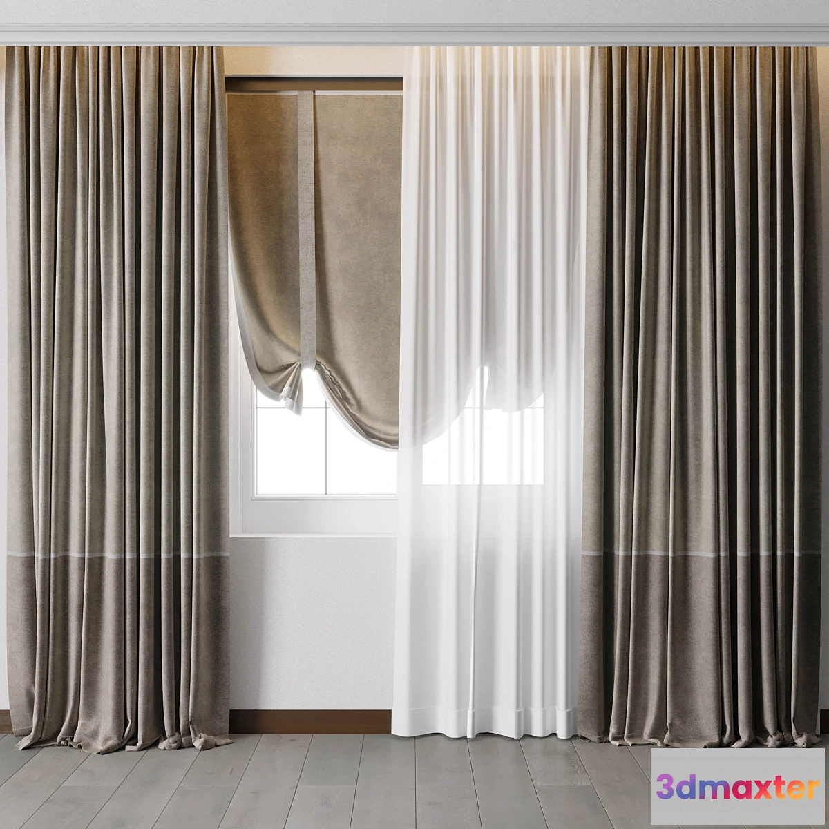 768513 - Hadi Curtain With Roman Blind 68 - No.2