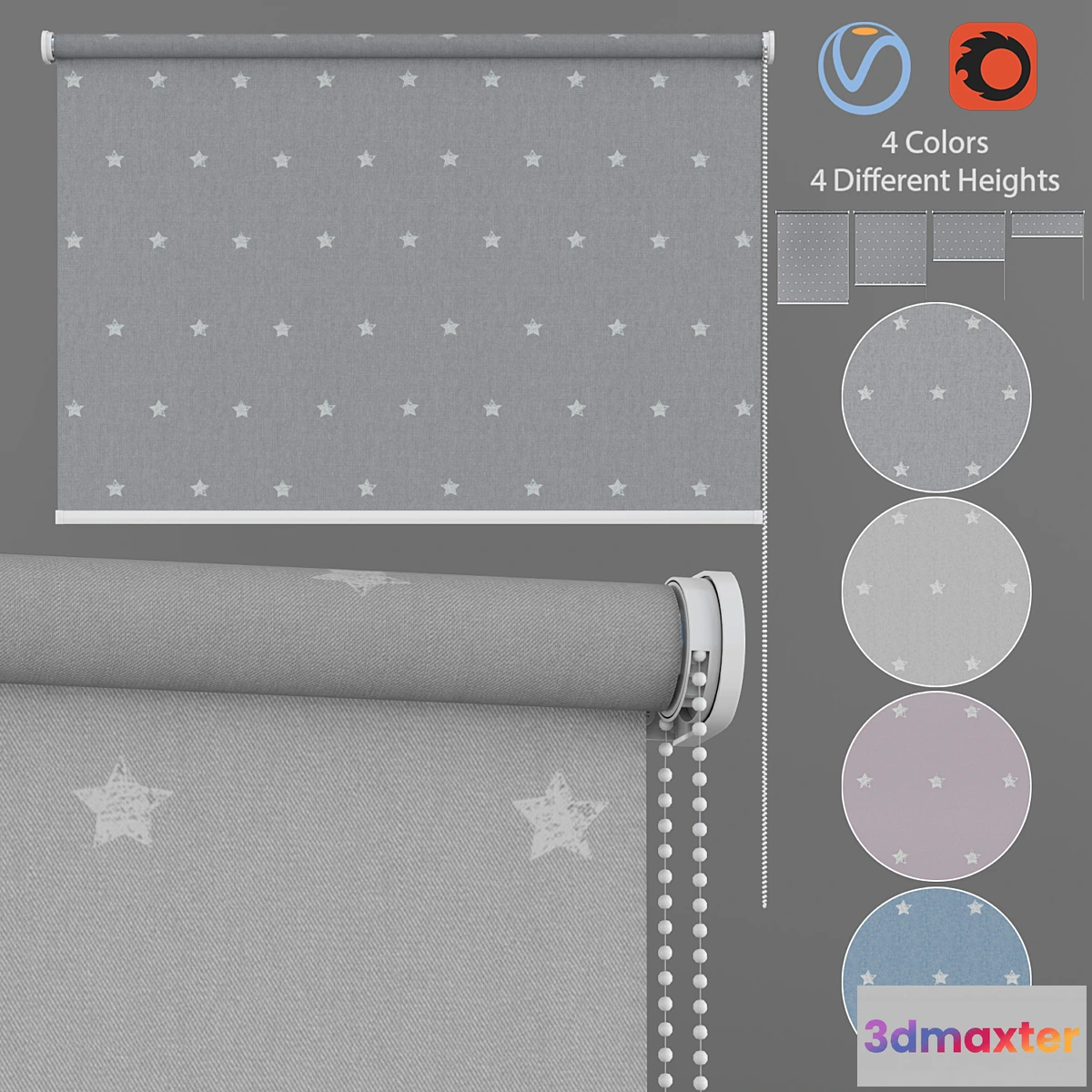 820658 - Roller Blind Stars in Four Colors Set 1