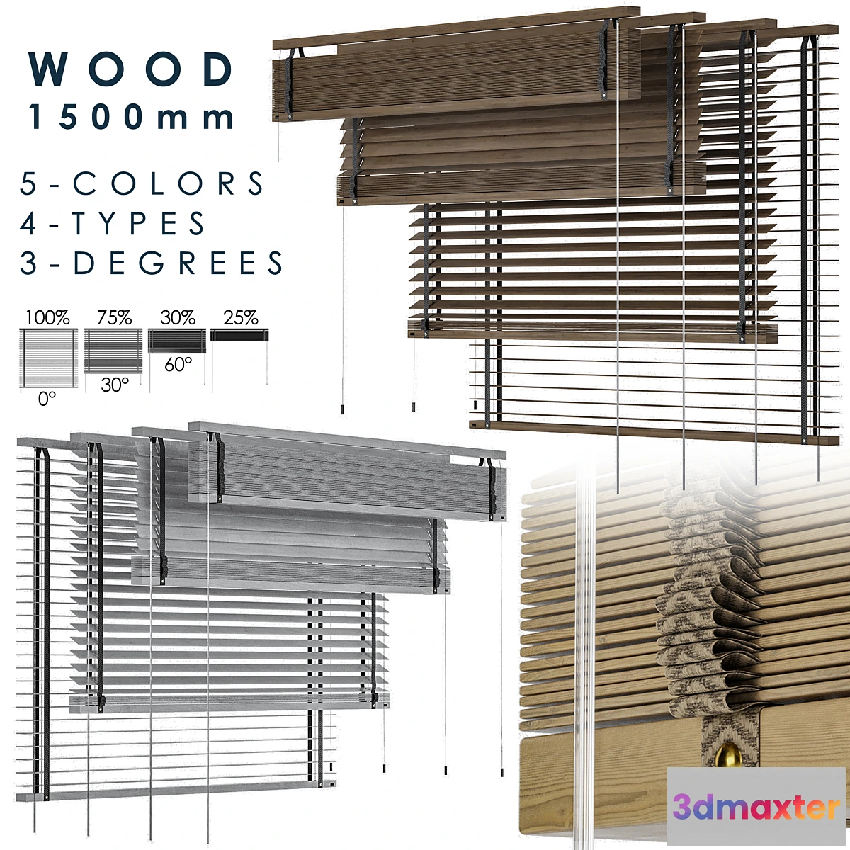 825254 - Wood Blind 1500mm - No.3