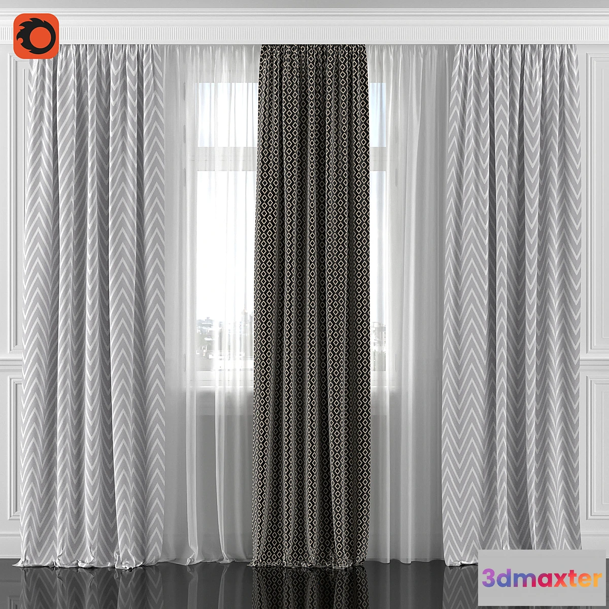 850121 - Curtains with window 196C - No.3